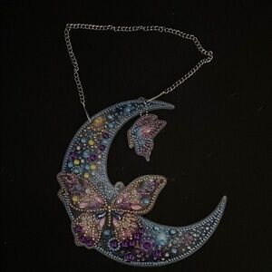 Colorful Butterfly Moon Necklace